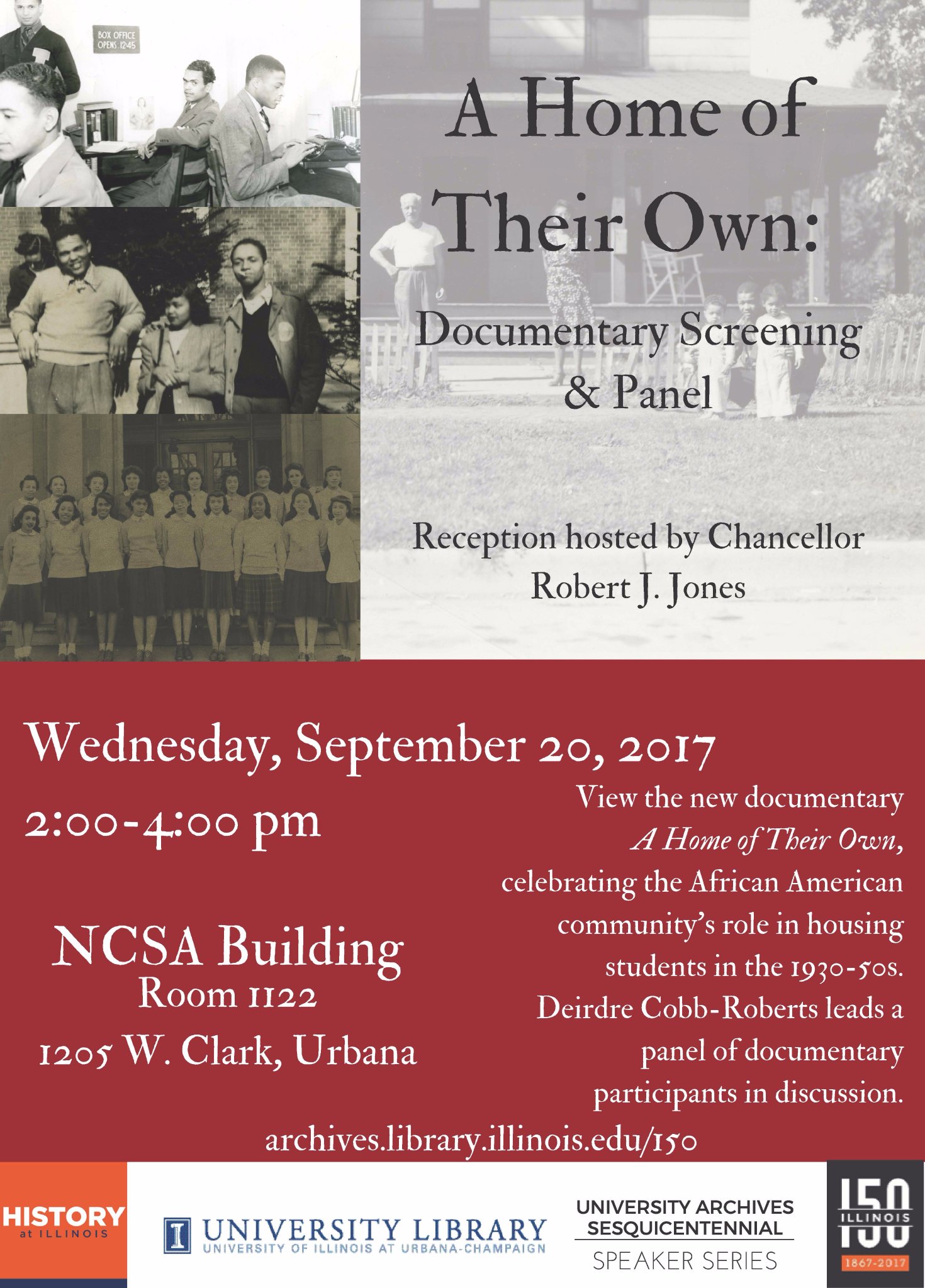 Poster for forthcoming event with historical images of African-American students.