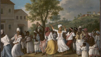 painting of people dancing in the Caribbean