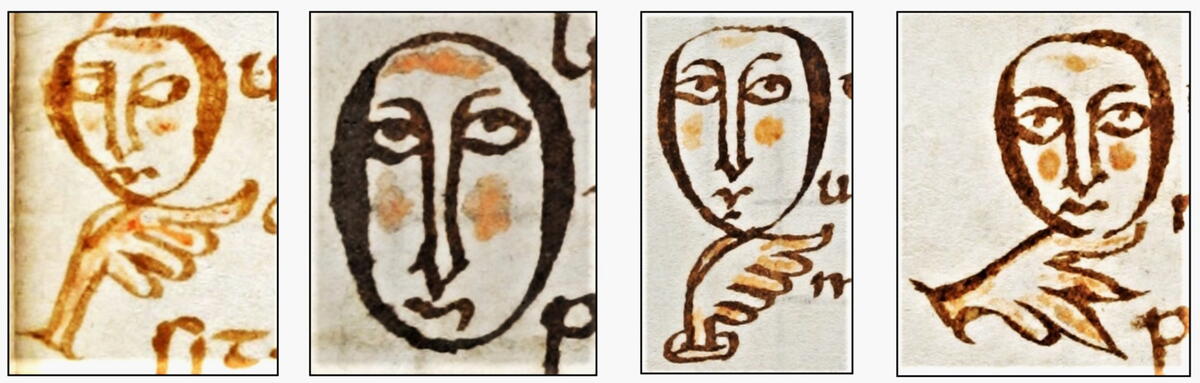Examples of the faces the old monk would draw in O's. 