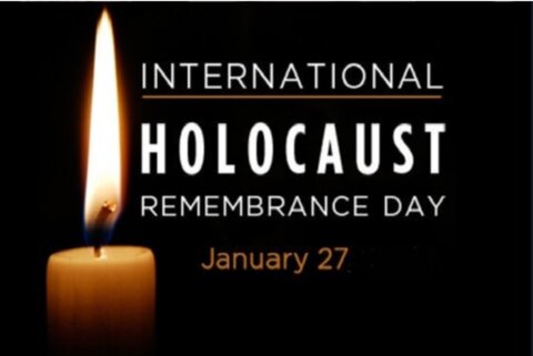 Burning candle with date of Holocaust International Remembrance Day 