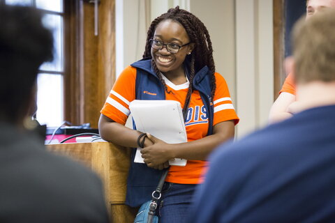 Student at front of class