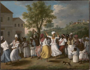 painting of people dancing in the Caribbean