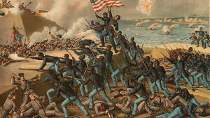 painting of a battle in the civil war