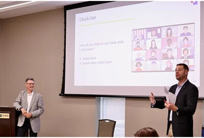 Braver angels members give a presentation