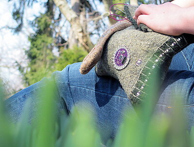 Felted Knitted Bag that contains a computer chip