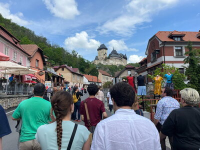 Students walk down the streets of Prague