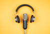 Podcast mic with headphones