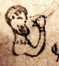 Scribe's self portrait in the Codex Sangallensis.