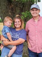 Dale Mize with Erin Crider and her children at Crider Farms, a family farm in Farmer City